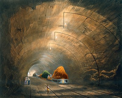 Tunel, z „Kolorowego widoku kolei Liverpool und Manchester”, rycina H. Pyall, wyd. Ackermann und Co., Londyn, 1833 autorstwa Thomas Talbot Bury