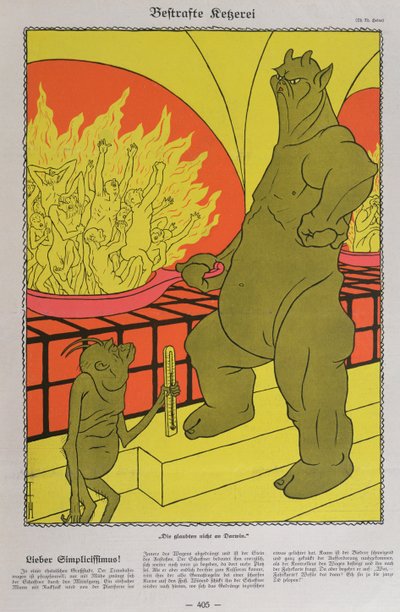 Diabeł palący niewiernych z „Simplicissimus” autorstwa Thomas Theodor Heine