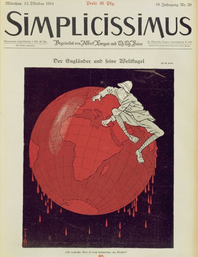 Anglik i jego światowy bal, okładka niemieckiego magazynu „Simplicissimus” autorstwa Thomas Theodor Heine