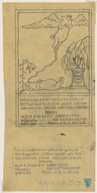 Zawiadomienie o śmierci mopsa autorstwa Thomas Theodor Heine