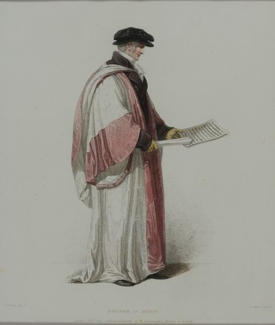 Doctor of Music, ryt. J. Agar, opublikowany w „History of Oxford” R. Ackermanna, 1813 (rycina ręcznie kolorowana) autorstwa Thomas Uwins