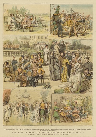 Wakacje w Indiach, w Poona w porze deszczowej (chromolitho) autorstwa Thomas Walter Wilson