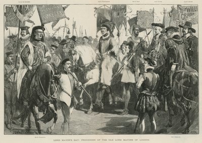 Dzień Lorda Burmistrza: Procesja dawnych Lordów Burmistrzów Londynu (litografia) autorstwa Thomas Walter Wilson