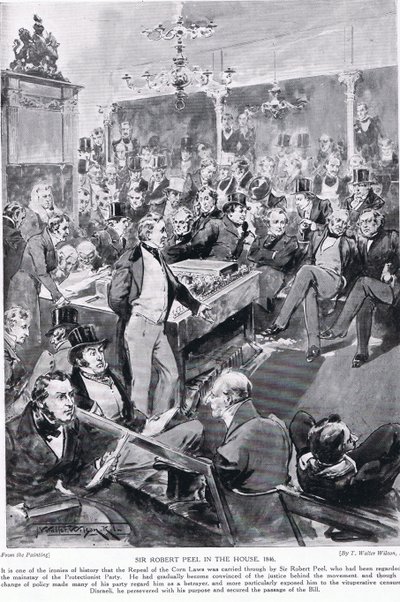 Sir Robert Peel w domu, 1846 r., ilustracja z "Hutchinson