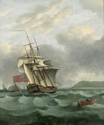 HMS Winterton zbliża się do Dover, autor: Thomas Whitcombe autorstwa Thomas Whitcombe