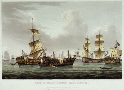 Bitwa morska dowodzona przez lorda Williama Hothama (1736-1813), 14 marca autorstwa Thomas Whitcombe