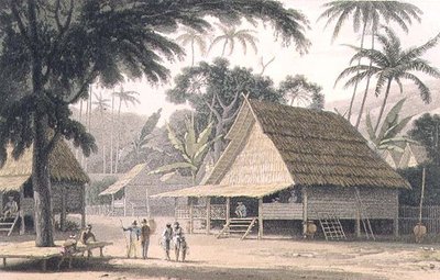 Wioska malajska, płyta 16 z „Malowniczej podróży do Indii” autorstwa Thomas und William Daniell
