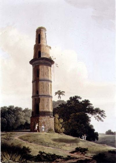 Minar w Gour, tablica XXIII autorstwa Thomas und William Daniell