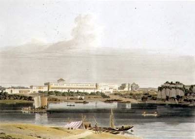 Pałac Nawab Shuja Dowla w Lucknow, tablica XVI z części 4 „Sceneria orientalna”, wyd. 1802 (akwatinta) autorstwa Thomas und William Daniell