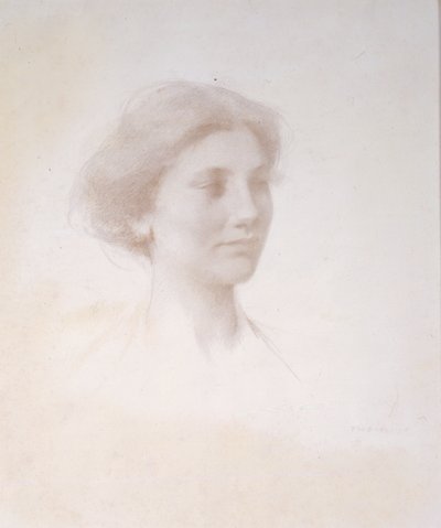 Głowa dziewczyny, ok. 1909 (srebrny punkt na białej przygotowanej planszy z maty) autorstwa Thomas Wilmer Dewing
