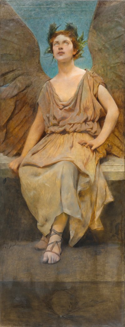 Skrzydlata alegoryczna figura, ok. 1888 (olej na płótnie) autorstwa Thomas Wilmer Dewing