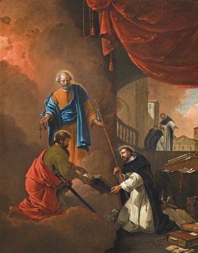 Wizja św. Dominika, z błogosławieństwem św autorstwa Thomas Wyck