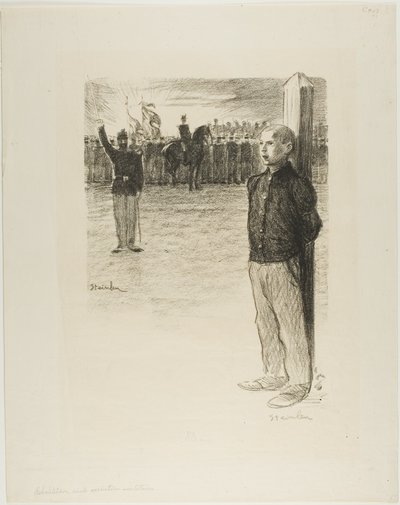 Rehabilitacja cywilna i egzekucja wojskowa autorstwa Théophile Alexandre Pierre Steinlen