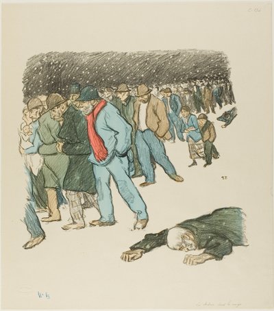 Nieszczęście pod śniegiem autorstwa Théophile Alexandre Pierre Steinlen