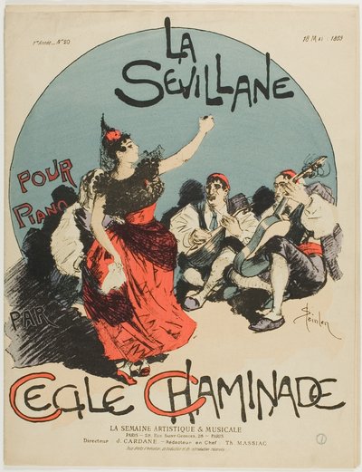 Uwertura dla Kobiety z Sewilli, na fortepian, Cecile Chaminade autorstwa Théophile Alexandre Pierre Steinlen