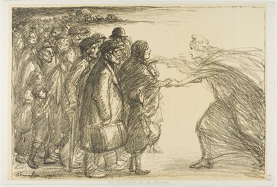 Uchodźcy znad Mozy autorstwa Théophile Alexandre Pierre Steinlen