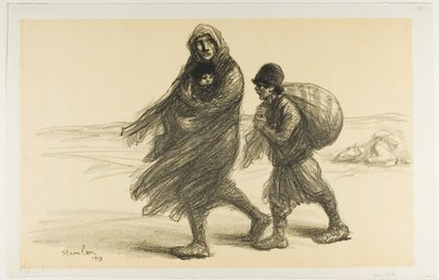 Serbski Exodus, płyta dwudziesta pierwsza z Actualités autorstwa Théophile Alexandre Pierre Steinlen