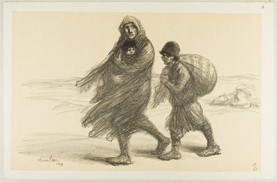 Serbski Exodus, płyta dwudziesta pierwsza z Actualités autorstwa Théophile Alexandre Pierre Steinlen