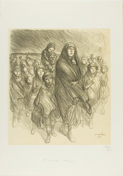 Belgijski Exodus autorstwa Théophile Alexandre Pierre Steinlen