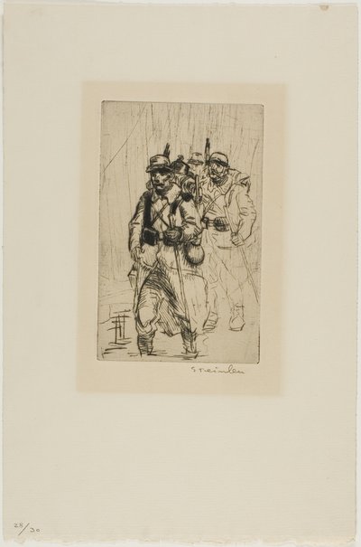 Trzech idących żołnierzy autorstwa Théophile Alexandre Pierre Steinlen
