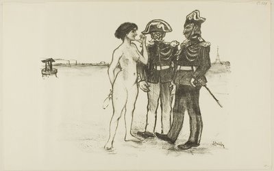 Prawda i dwóch żołnierzy autorstwa Théophile Alexandre Pierre Steinlen