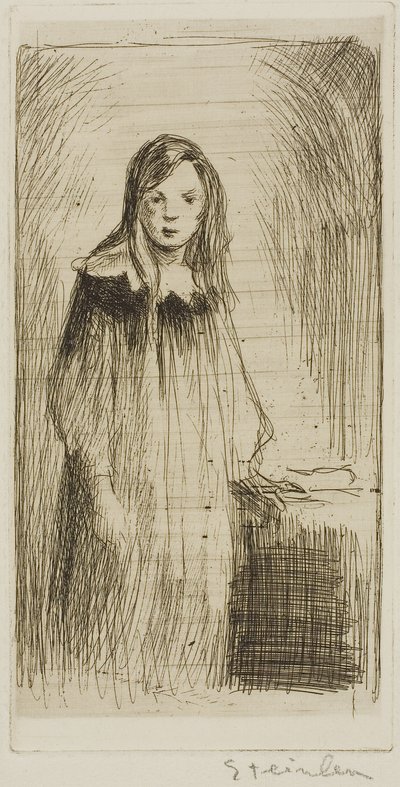 Stojąca młoda dziewczyna autorstwa Théophile Alexandre Pierre Steinlen