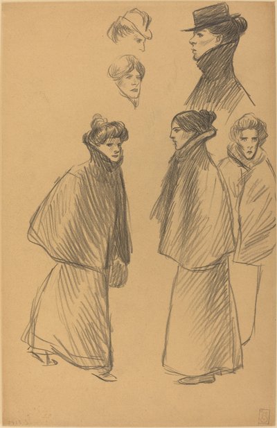 Studia figuralne [recto], koniec XIX-początek XX wieku. autorstwa Théophile Alexandre Steinlen
