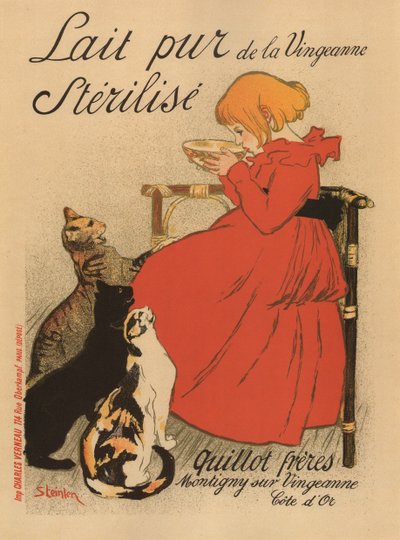 Czyste mleko sterylizowane z plakatu Vingeanne, lata 90. XIX wieku autorstwa Théophile Alexandre Steinlen