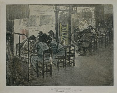 Paryż na tarasie kawiarni, Theophile Alexandre Steinlen, szkic autorstwa Théophile Alexandre Steinlen
