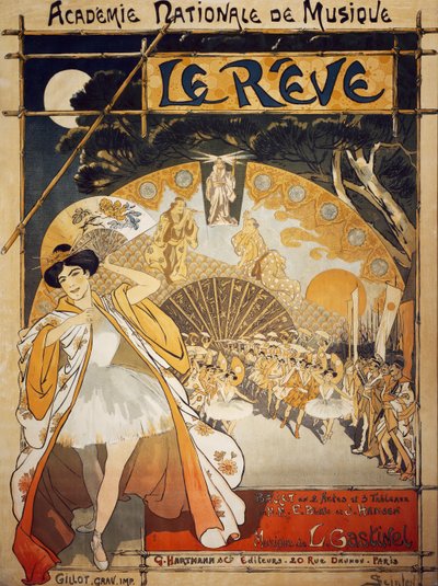 Plakat do Le Reve, balet Alfred-Edouard Blau i Joseph Hansen, muzyka Leon Gastinel, Academie Nationale de Musique, Paryż, Wyd. Hartmann, Paryż autorstwa Théophile Alexandre Steinlen