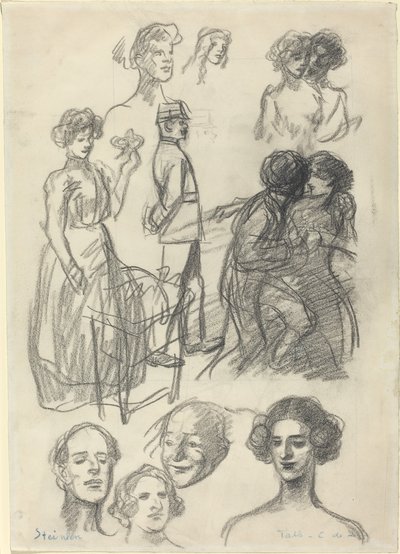 Szkice dla zakochanych na ławce, koniec XIX-początek XX wieku. autorstwa Théophile Alexandre Steinlen