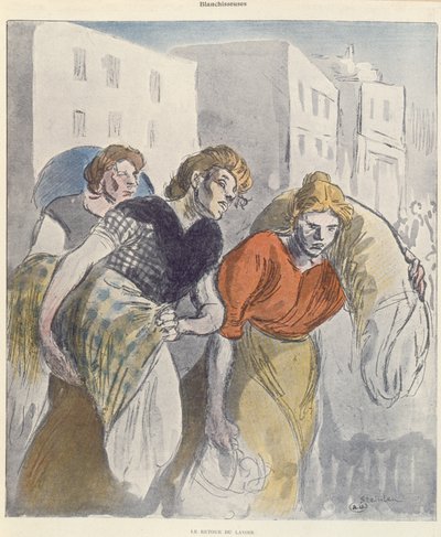 Praczki powracające z pralni, koniec XIX w. autorstwa Théophile Alexandre Steinlen
