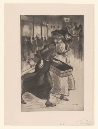Dwie kobiety spacerujące po ulicy Les deux trottins autorstwa Théophile Alexandre Steinlen
