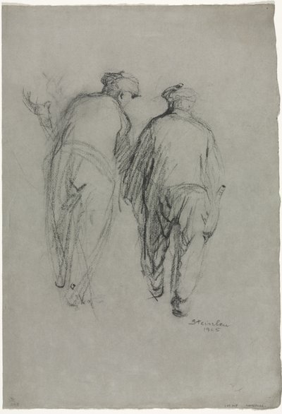 Dwóch pracujących mężczyzn, widok z tyłu autorstwa Théophile Alexandre Steinlen