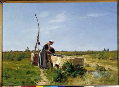 Wieśniak i studnia Theophile Mayan (1860-1937) Wym. 46x56 cm. Obowiązkowa wzmianka: Kolekcja fundacji dotyczy de Provence Marseille DR autorstwa Théophile Henri Mayan