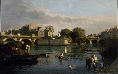 Pont-Neuf i czubek Ile de la Cité, 1860. autorstwa Théophile Meunier