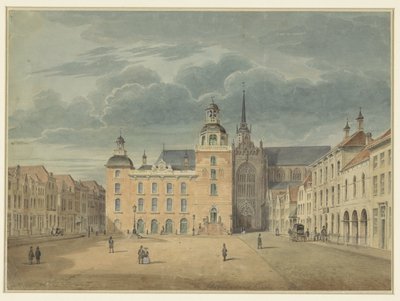 Ratusz i kościół w Goes (Zelandia) autorstwa Théophile Schuler (possibly)