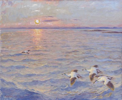 Zachód słońca nad Morzem Norweskim autorstwa Thorolf Holmboe