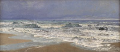 Szary dzień pogody na Morzu Północnym z surf autorstwa Thorvald Niss