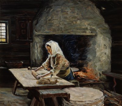 Pieczenie płaskiego chleba autorstwa Thorvald Torgersen