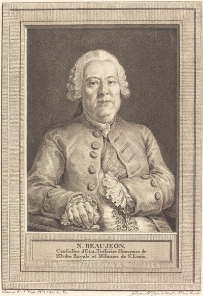 N.Beaujeon autorstwa Thérèse Éléonore Lingée after Charles Nicolas Cochin II