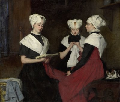 Trzy dziewczyny z Amsterdam Burgerweeshuis autorstwa Thérèse Schwartze
