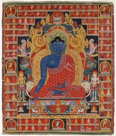 Budda, Najwyższy Uzdrowiciel (nieprzezroczyste wc na bawełnie) autorstwa Tibetan School