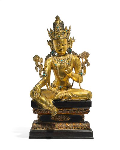 Cesarska figura Awalokiteśwary (patrz także od 474250 do 474254) (z pozłacanego brązu) autorstwa Tibetan School