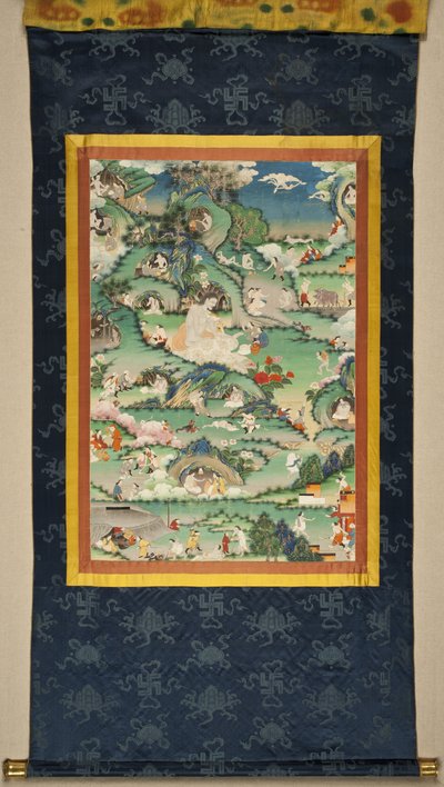 Scena z życia Milarepy Thangki, koniec XVIII wieku. autorstwa Tibetan culture