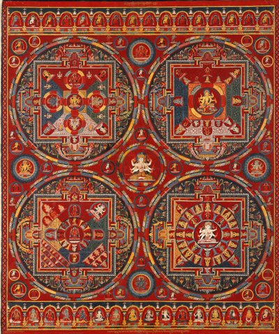 Zamówienie sakja. Cztery mandale z serii Wadżrawali Thangka autorstwa Tibetan culture