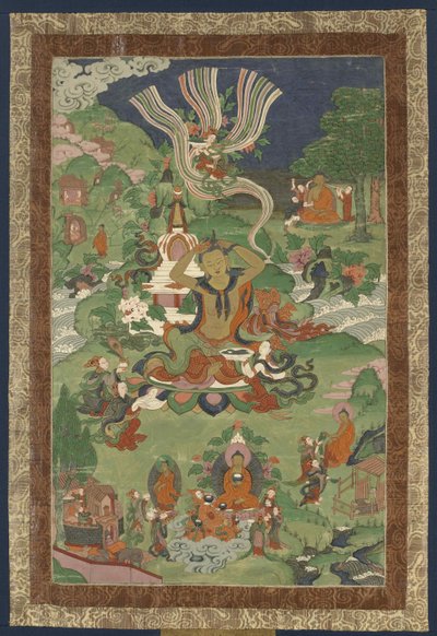 Thangka ze scenami z życia Buddy, druga połowa XIX wieku.. autorstwa Tibetan culture.