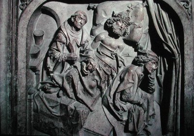 Grób Henryka II (973-1024) i jego żony Kunigundy, fragment cesarza operowanego przez św. Benedykta autorstwa Tilman Riemenschneider