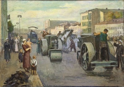 Rekonstrukcja moskiewskiego par Pustovalov, Timofei Ermilovich (1891-1944). Olej na płótnie, format : 82x115 autorstwa Timofei Ermilovich Pustovalov