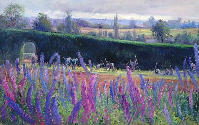 Motyka przeciwko żywopłotowi, 1991 autorstwa Timothy Easton